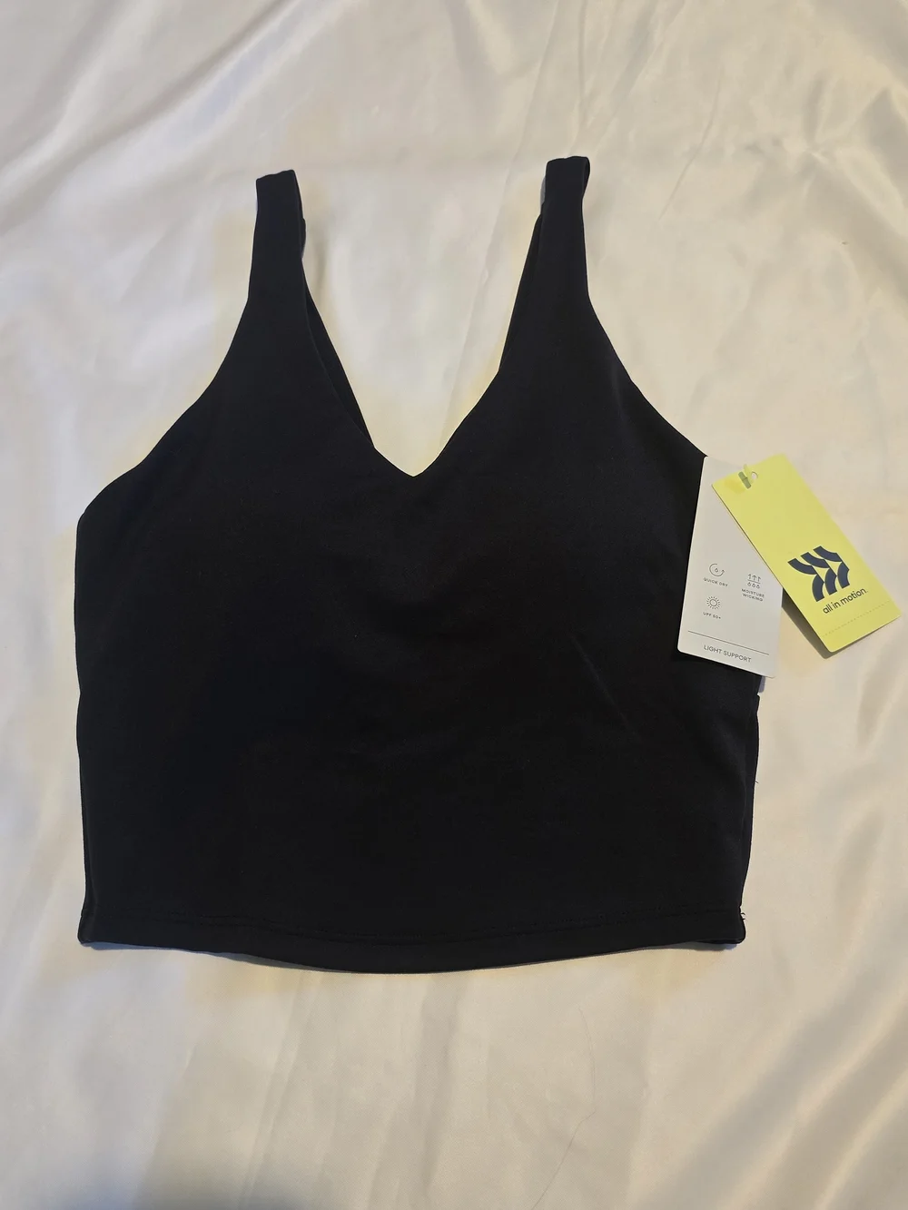 Women's Flex Light Support V Neck Cropped Sports Bra - All in Motion Black XXS
